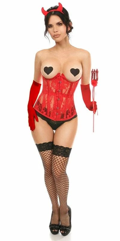 Sexy Deluxe 4 Piece Sexy Red Devil Corset Halloween Costume