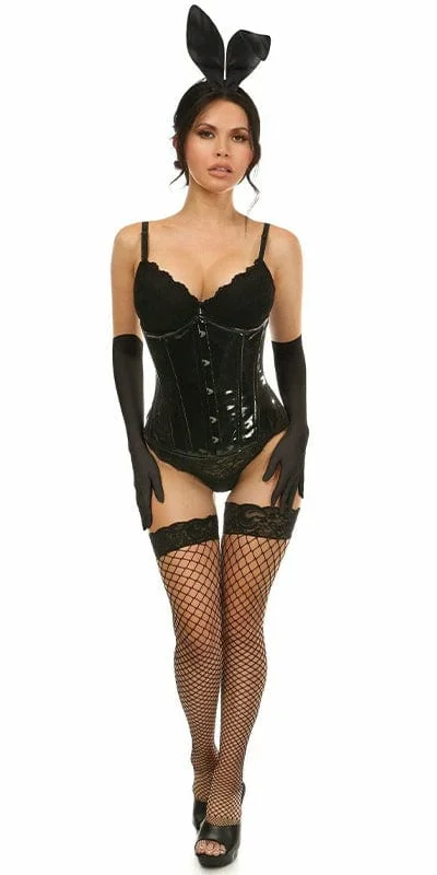 Sexy Deluxe 4 Piece Black Vinyl Bunny Corset Halloween Costume