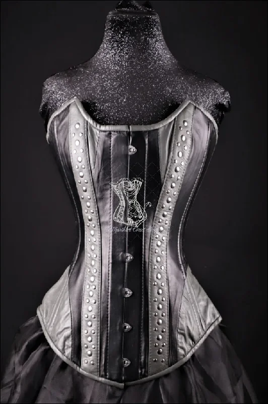 Microfiber corsets for a lightweight optionLeather Overbust Corset; Studded Beauty in Black & Grey