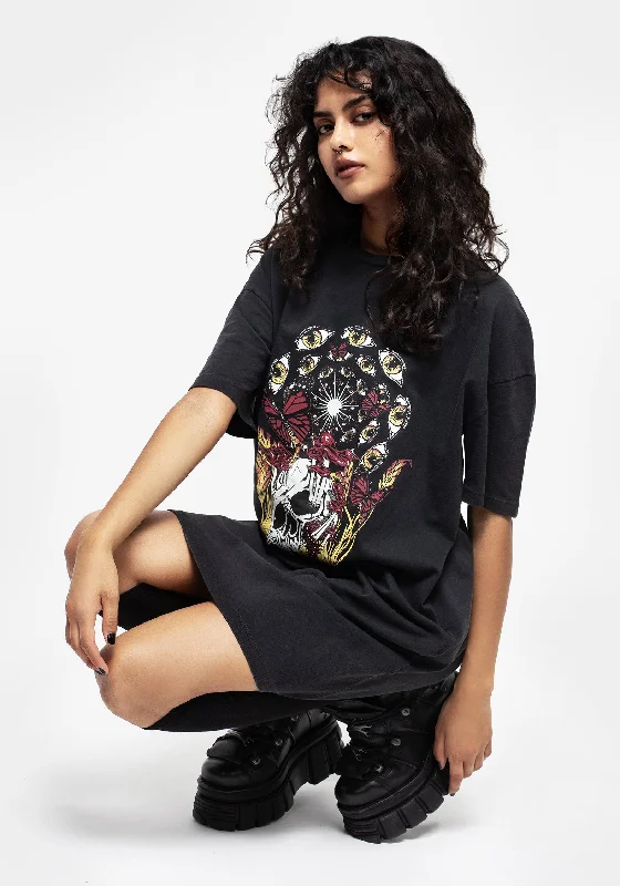 Ruched sexy dresses to accentuate curvesGod's Flesh Graphic Print Tee Dress