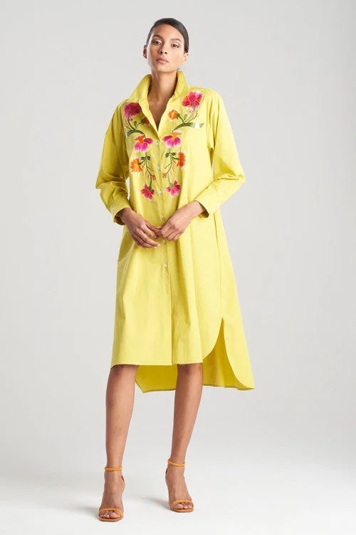 Silk sexy dresses for a luxurious and smooth feelChikayo Cotton Poplin Oversized Embroidered Shirtdress