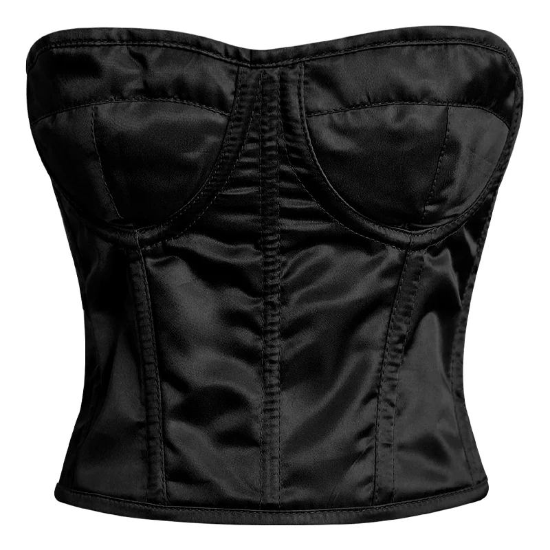Modern - design corsets with a minimalist aestheticBlack Satin corset top - Overbust Corset Modern - design corsets with a minimalist aestheticBlack Satin corset top - Overbust Corset