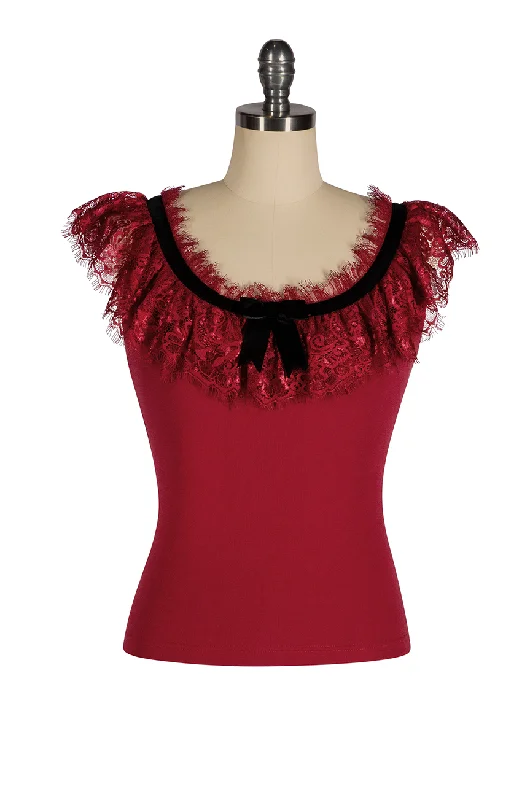 Brocade bustiers with a rich and textured appearanceFifi D'Amour Lace Up Camisole (Garnet Red) Brocade bustiers with a rich and textured appearanceFifi D'Amour Lace Up Camisole (Garnet Red)