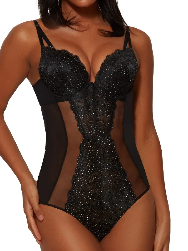 Eco-Friendly Organic Lingerie for Women Glitter Body - Black