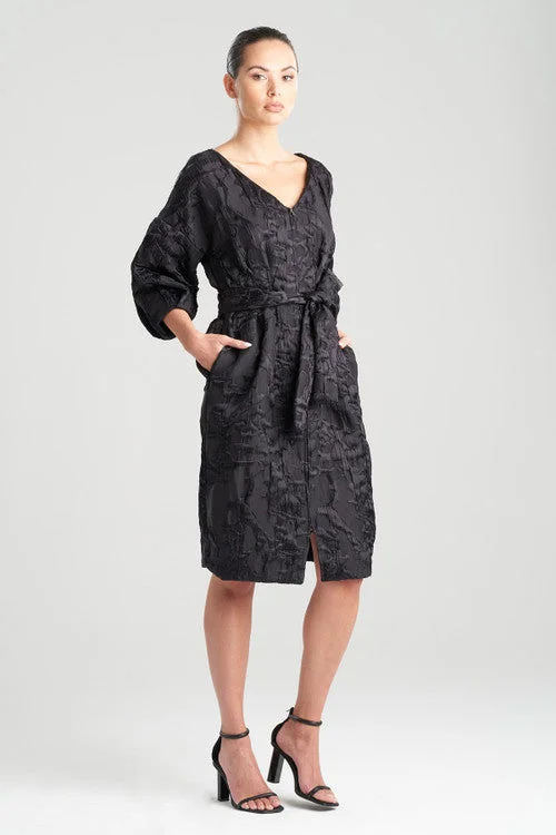 Peplum - hemmed sexy dresses for a retro touchMatelassé Front Zip Belted Dress
