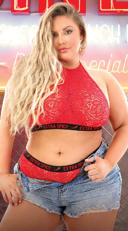 Women's Corset Style Lingerie Plus Size Extra Spicy Halter Bralette Set