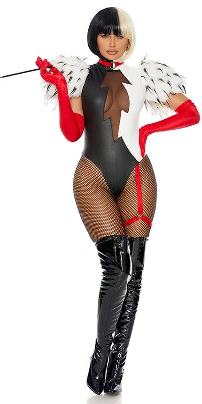 Plus Size Women's Cosplay LingerieSexy Cruella's Comeback Halloween Costume