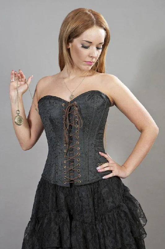 French - style bustiers for a romantic lookSteampunk Overbust Corset In Black Brocade