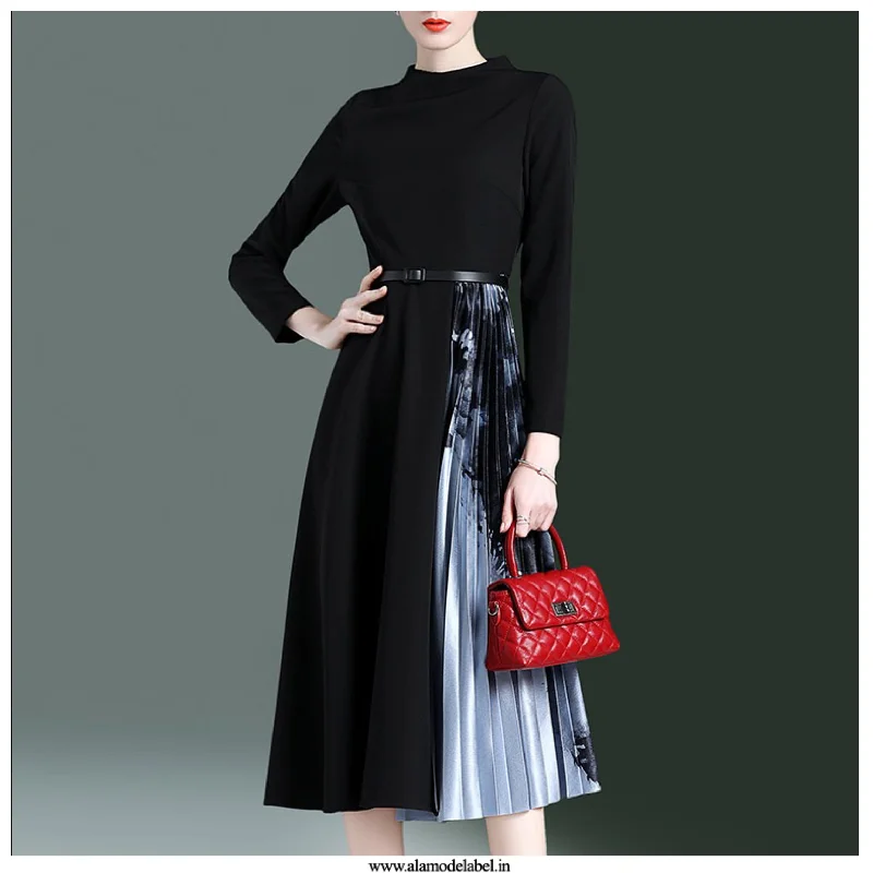 Leather - look sexy dresses for an edgy styleKousel Luxury Pleated Dress