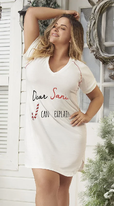 Women's sexy bodycon dresses with a thigh - high slitPlus Size Dear Santa I Can Explain Shirt Dress Women's sexy bodycon dresses with a thigh - high slitPlus Size Dear Santa I Can Explain Shirt Dress