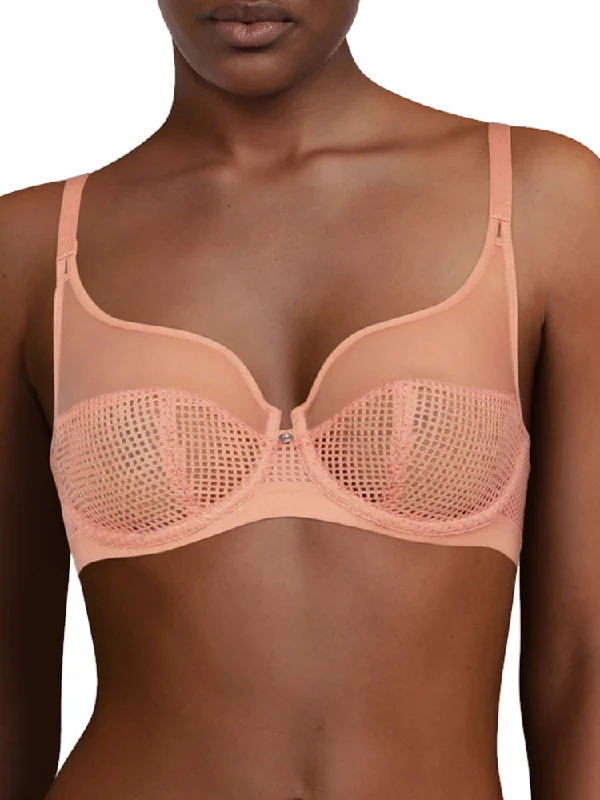 Elegant French Lace Lingerie for Women Motif Plunge Bra - Blush