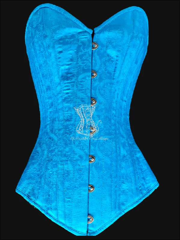 Polka - dot bustiers for a fun and retro appearanceSilk Overbust Corset; Turquoise