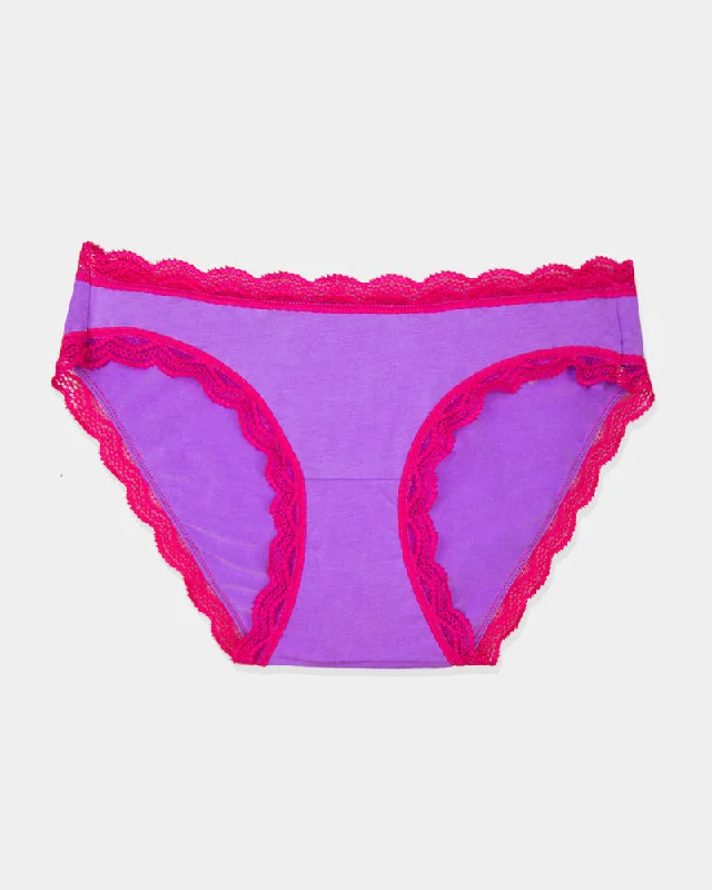 Nude Color Lingerie for WomenStripe & Stare Original Knicker in Purple with Raspberry Lace