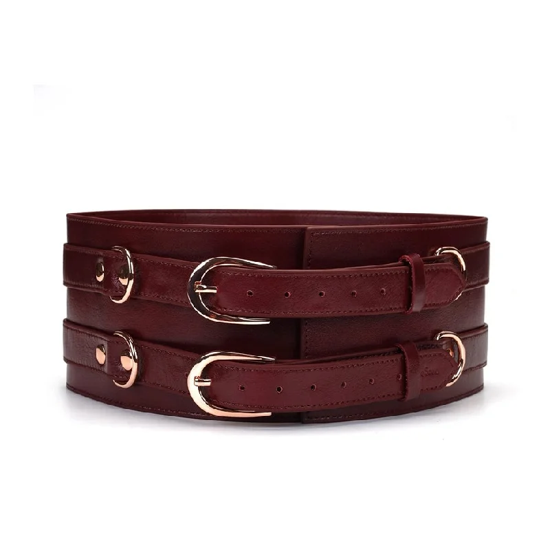 80208 LUXURY LEATHER WAIST CUFF WINE RED