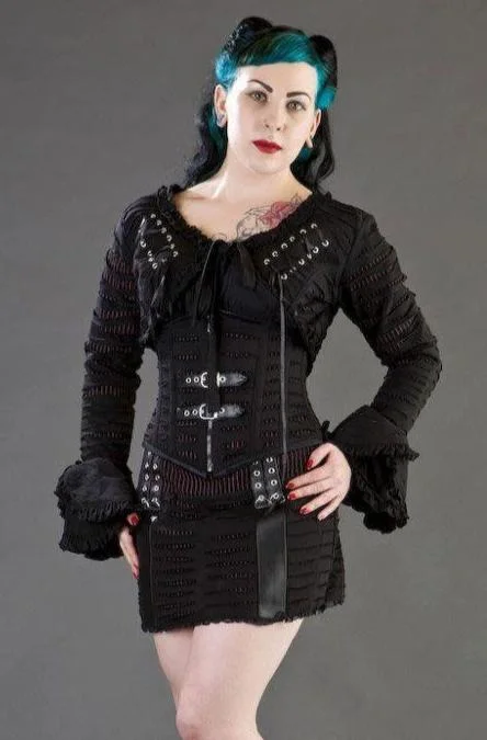 Posture - correcting bustiers for better spinal alignmentRazor Underbust Corset Black Stripes And Cotton Overlay