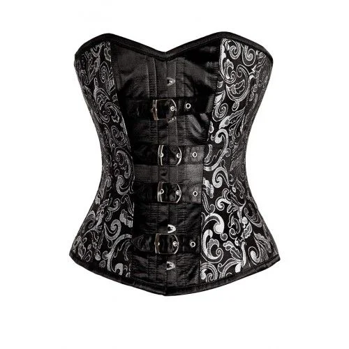 Posture - correcting bustiers for better spinal alignmentBortolini Silver and Black Overbust Corset with Buckles