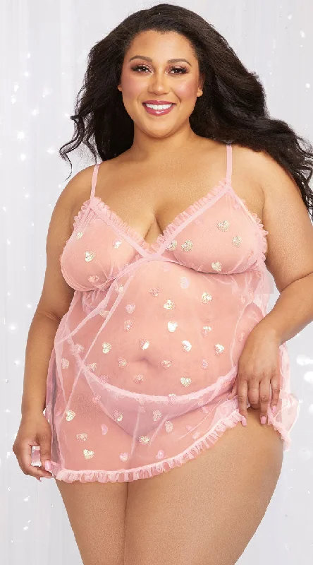 Elegant French Lace Lingerie for Women Plus Size Baby Be Mine Babydoll Set