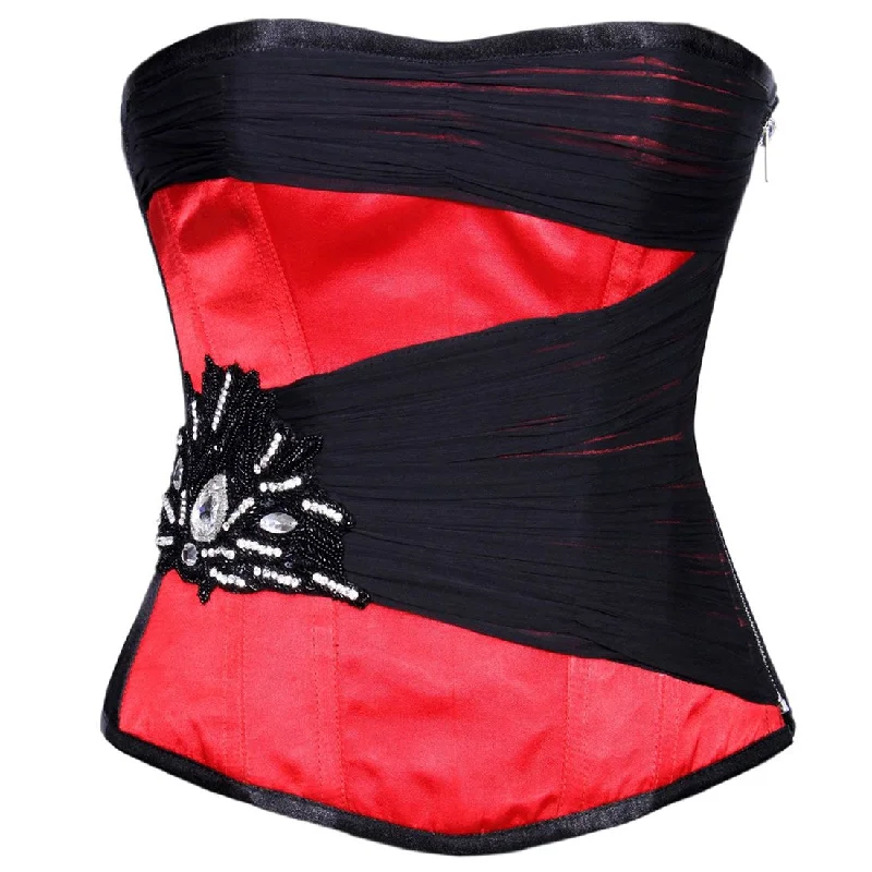 Leather bustiers for a bold and edgy lookLedley Red Satin Overbust Corset