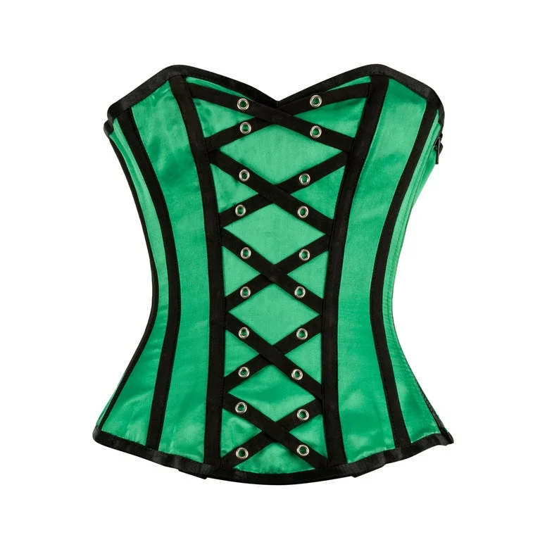 Moisture - wicking corsets for active lifestylesDeschamps Green Satin Overbust Corset