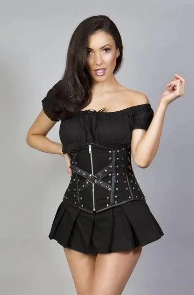 French - style bustiers for a romantic lookSteffi Underbust Corset With Studs In Black Twill