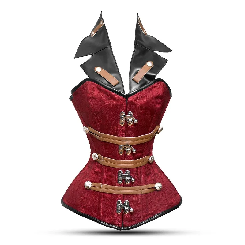 Removable - boning corsets for easy cleaningBlack and Red corset - Over Bust Corset with Leather Collars Removable - boning corsets for easy cleaningBlack and Red corset - Over Bust Corset with Leather Collars