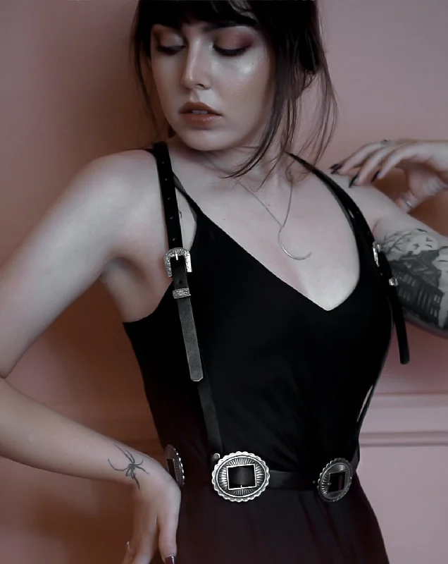 Sports - influenced bustiers with mesh panelsThe ‘Mojave Poison’ Western Goth Conch Harness Sports - influenced bustiers with mesh panelsThe ‘Mojave Poison’ Western Goth Conch Harness
