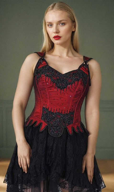 Gothic - inspired bustiers featuring dark colors and studsAshlynn Embroidered Corset Gothic - inspired bustiers featuring dark colors and studsAshlynn Embroidered Corset
