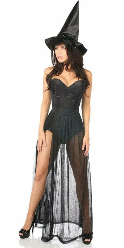 Sexy Deluxe 3 Piece Evil Witch Corset Halloween Costume