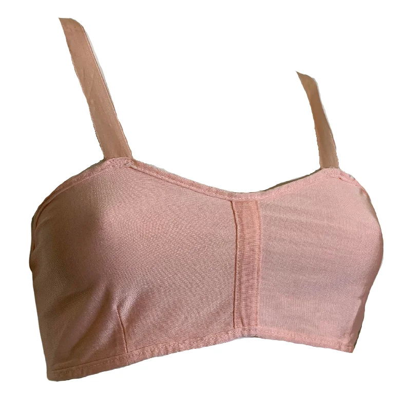 Women's Everyday Wear Lingerie Peach Silk Jersey Bandeau Style Bra circa 1920s