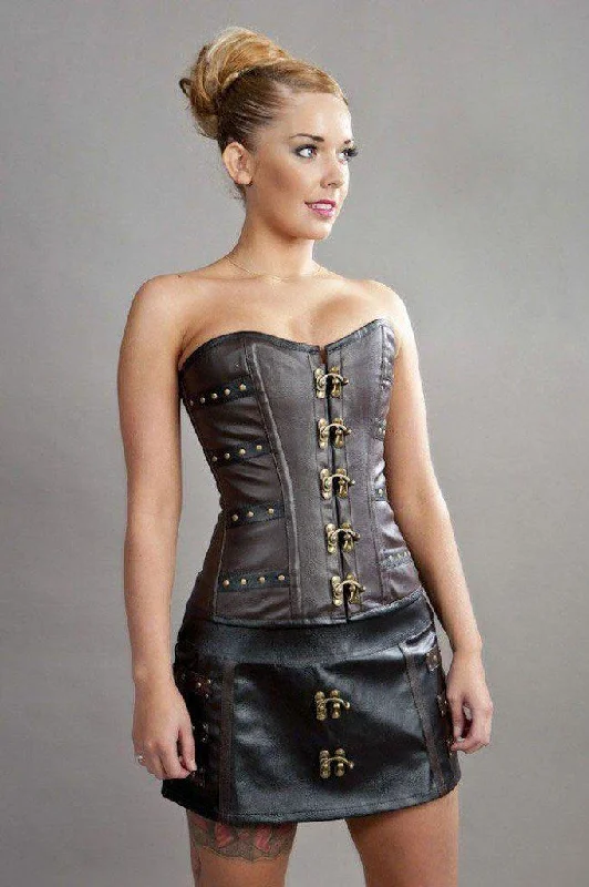 Gothic - inspired bustiers featuring dark colors and studsC-Lock Overbust Steampunk Corset in Matte Vinyl