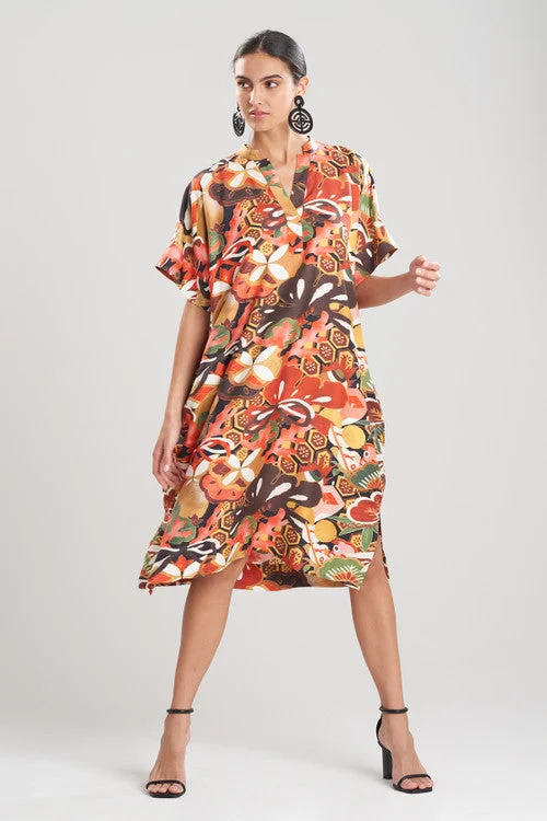 Denim - inspired sexy dresses for a casual - yet - sexy vibeIkebana Printed Cotton Silk Caftan Dress Denim - inspired sexy dresses for a casual - yet - sexy vibeIkebana Printed Cotton Silk Caftan Dress