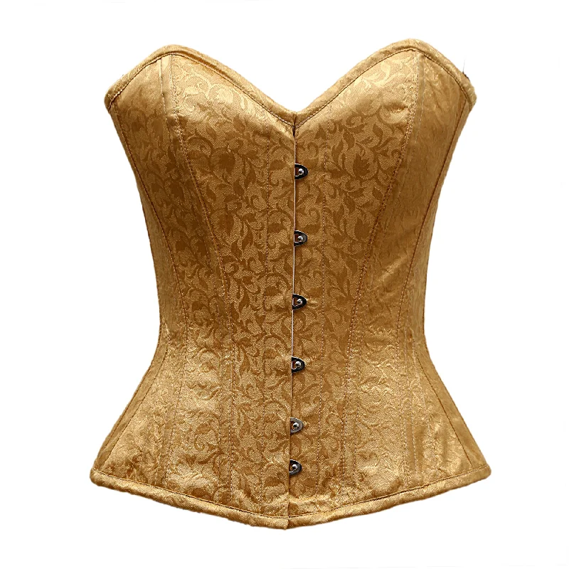 Supportive bustiers for large - busted womenShelby Golden Satin Brocade Overbust Corset Supportive bustiers for large - busted womenShelby Golden Satin Brocade Overbust Corset