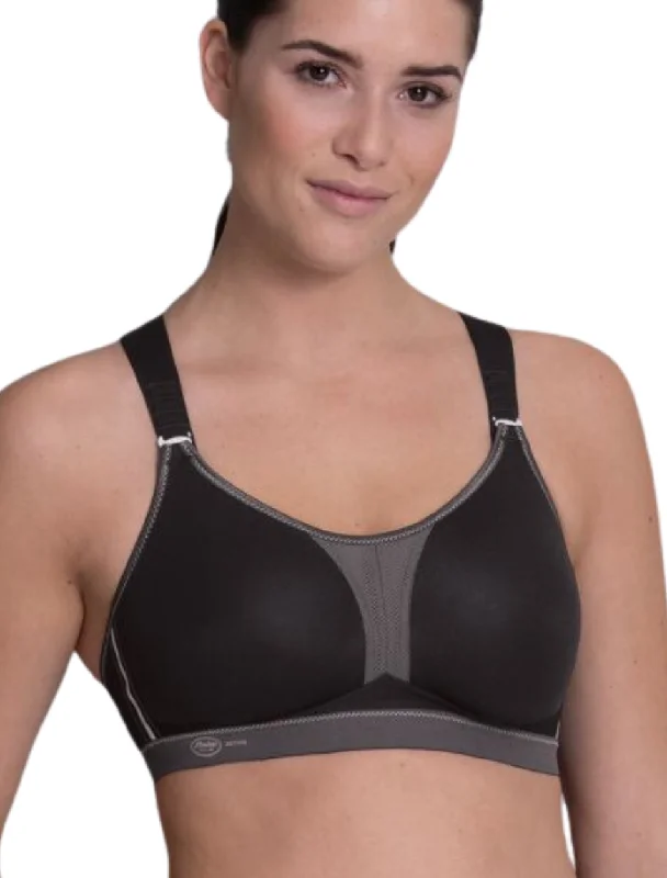 Women's bras with a lace overlayAnita Active Dynamix Star Max Support Sports bra, Black and Anthracite