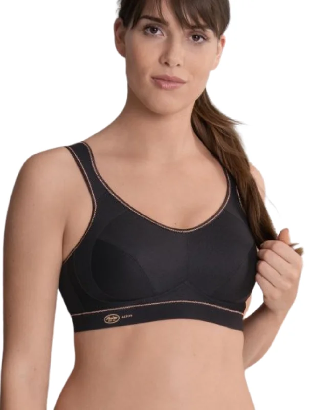 Women's bras crafted from stretchy spandexAnita Maximum Support Extreme control Wirefree Sports Bra, Black Gold Shine | Black Anita Sports Bra