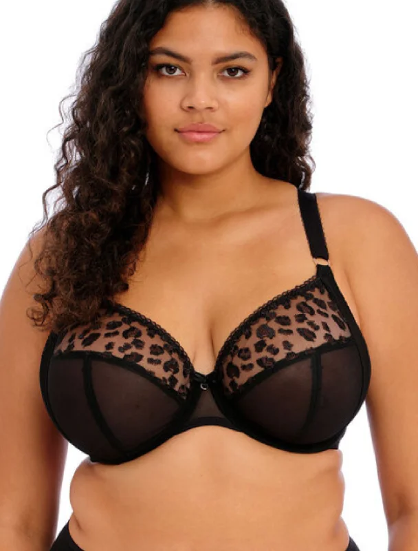 Elomi Namrah Bra Underwire Bandless Plunge Bra, Black Jet | Jet Black Elomi Plunge Bra | Elomi Bandless Plunge