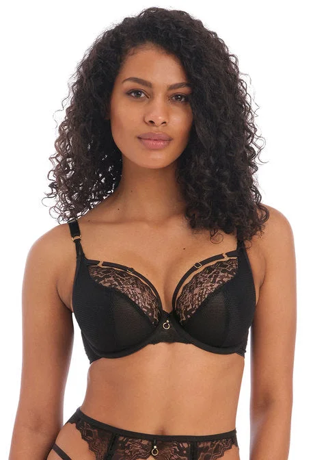 Women's bras with a cotton - polyester blendFreya Temptress Underwire Plunge Bra, Black