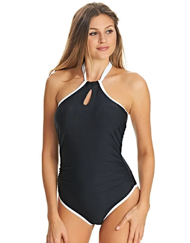 Women's bras made of breathable meshFreya Back to Black Underwire High Neck Swim Suit, Black