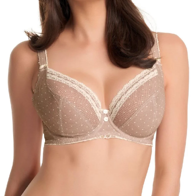 Women's floral - patterned brasFreya Lacey U/W Plunge Balcony Bra, Cafe Latte