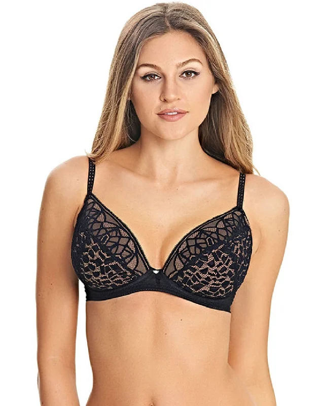 Freya Soiree Lace Padded Plunge Bra, Black