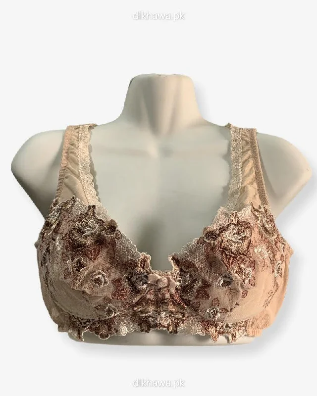 Women's underwire bras for extra supportImported Stocklot Branded  Net Pushup Bra - Non Wired Bra  -Non Padded Bra - Pack of 2