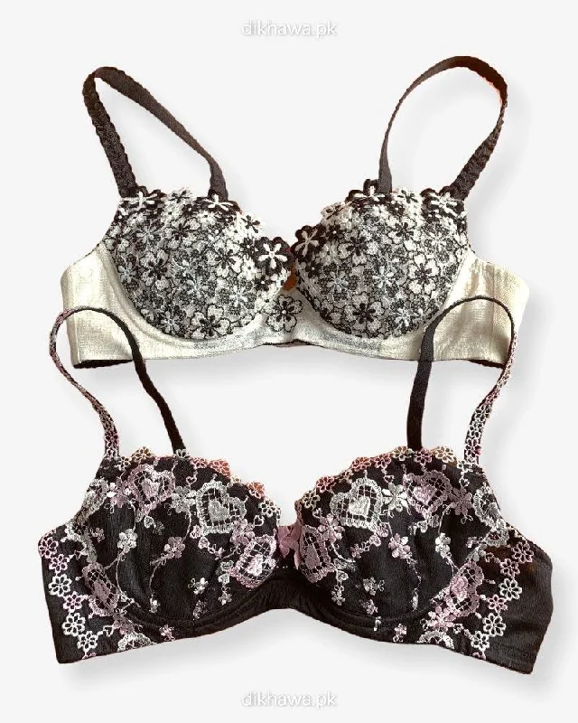 Women's bralettes with a soft, seamless styleImported Stocklot Branded  Net Pushup Bra - Underwired Bra  - Non Padded Bra - Pack of 2