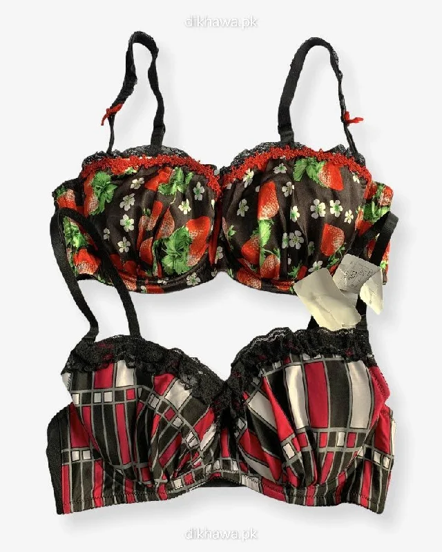 Women's geometric - patterned brasImported Stocklot Branded  Net Pushup Bra - Underwired Bra  -Non Padded Bra - Pack of 2