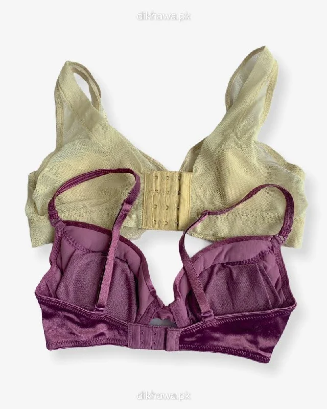 Women's bras with a cooling fabricImported Stocklot Branded  Net Pushup Bra - Underwired Bra  - Non Padded Bra - Pack of 2