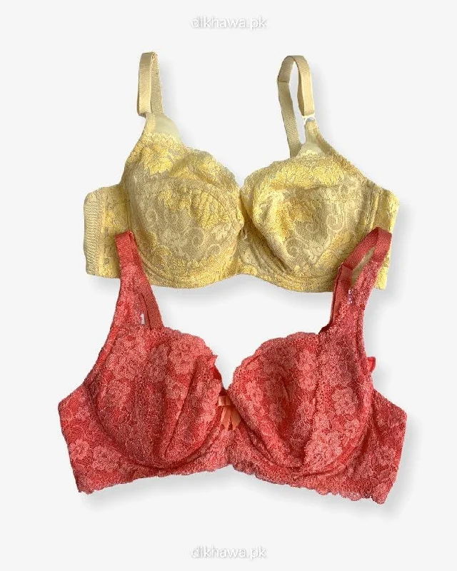 Women's padded bras for a more rounded shapeImported Stocklot Branded  Net Pushup Bra - Underwired Bra  - Non Padded Bra - Pack of 2
