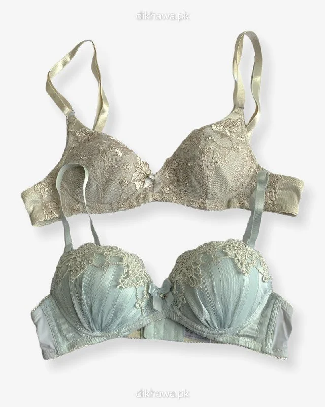 Women's pastel - colored bras for a soft lookImported Stocklot Branded  Net Pushup Bra - Underwired Bra  - Non Padded Bra - Pack of 2