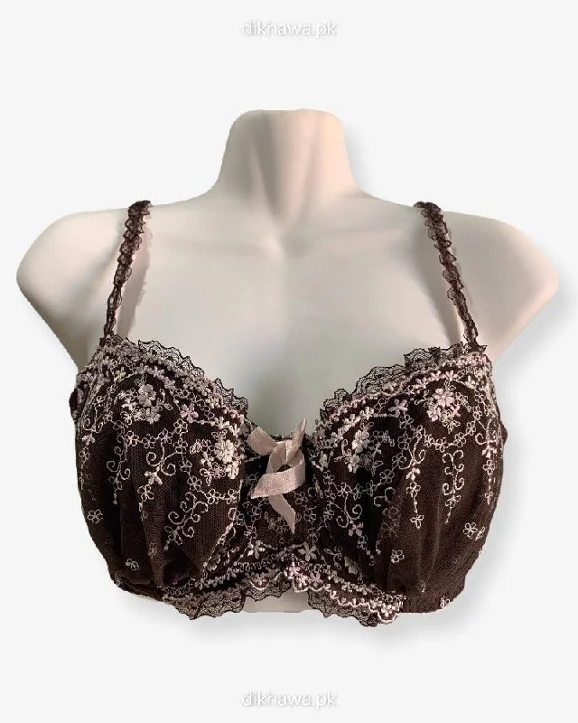 Women's multicolored bras for a fun styleImported Stocklot Branded  Net Pushup Bra - Underwired Bra  -Non Padded Bra - Pack of 2