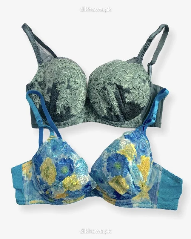 Women's convertible bras with multiple strap optionsImported Stocklot Branded  Net Pushup Bra - Underwired Bra  - Non Padded Bra - Pack of 2