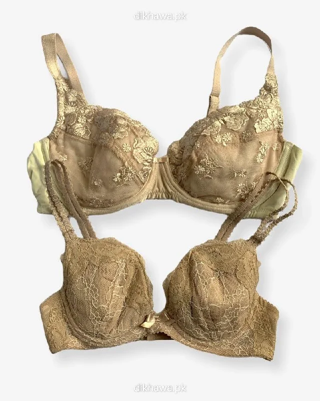 Women's geometric - patterned brasImported Stocklot Branded  Net Pushup Bra - Underwired Bra  - Non Padded Bra - Pack of 2