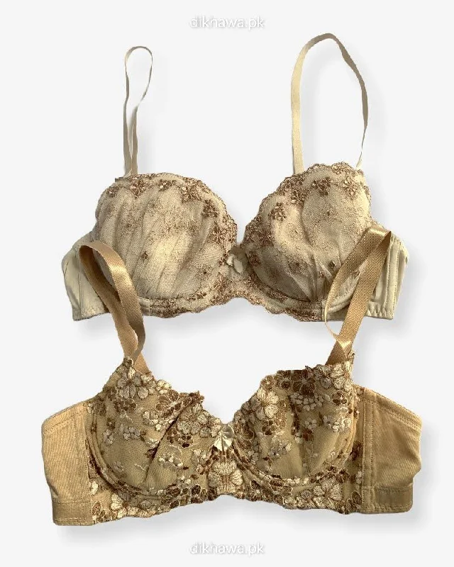 Women's floral - patterned brasImported Stocklot Branded  Net Pushup Bra - Underwired Bra  - Non Padded Bra - Pack of 2