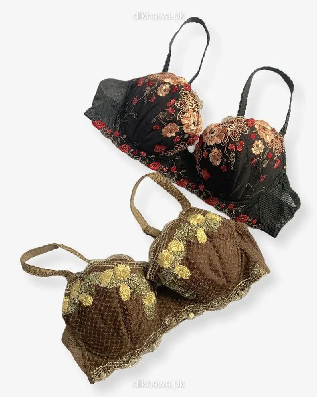 Women's bras with a slimming effectImported Stocklot Branded  Net Pushup Bra - Underwired Bra  - Non Padded Bra - Pack of 2